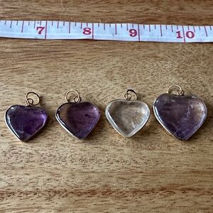 Heart-Shaped Purple and Clear Pendant Set
